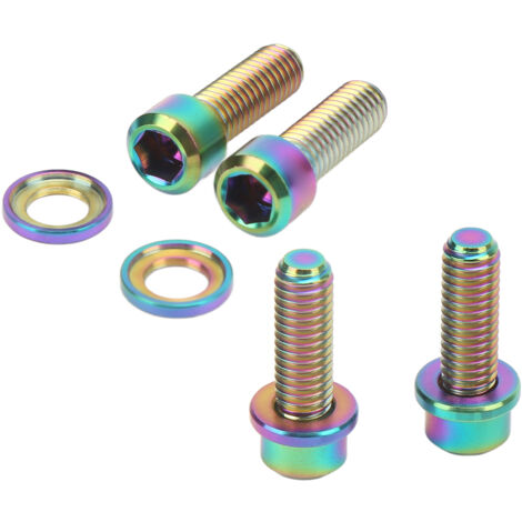 4 Kits de Vis de Frein Disque M6 18mm, Antidérapantes, Résistantes à la Corrosion, Alliage Léger, Rondelles Colorées pour Vélo et Motocyclette (1/5)