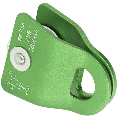 Poulie d'escalade 20KN en alliage alu-magnésium, plaque latérale unique pour alpinisme, ski et via ferrata, couleur verte. (1/5)