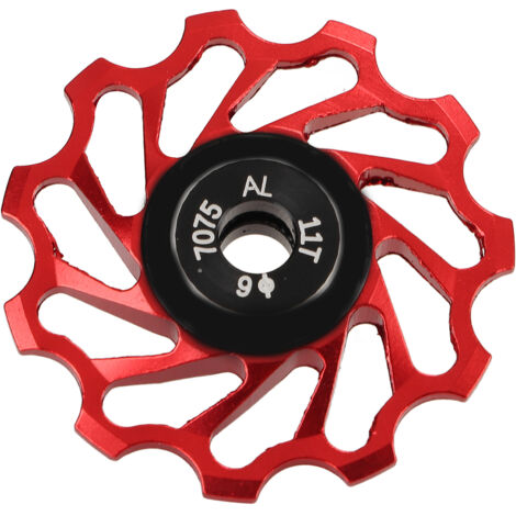 Galet de Guidage Céramique 11 Dents pour Dérailleur Arrière VTT - Pièce Vélo Rouge Métallique (1/5)
