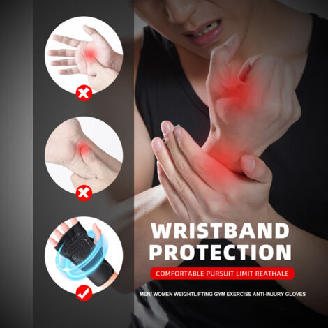 Gants de musculation ventilés avec paume en silicone antidérapante et bandes de poignet intégrées - Hommes et Femmes (1/2)