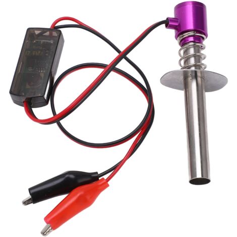 Kit d'allumage 6-12V pour moteur à méthanol avec bougie incandescente N4 et joint violet, pour modèles réduits de voitures et avions. (1/5)