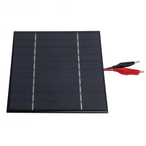 Panneau solaire polycristallin 5V 2,5W avec connecteurs crocodile, idéal pour bricolage électronique et projets éducatifs (1/5)