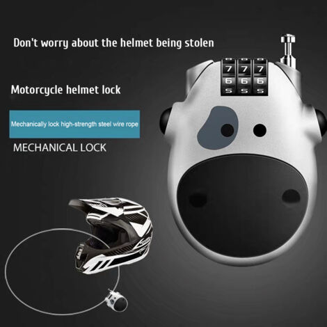 Câble Antivol Rétractable pour Vélo, Casque et Bagages avec Motif Vache Animée (1/5)