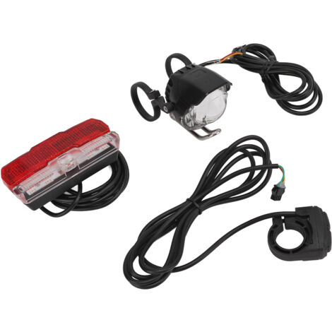 Ensemble complet phare avant et feu arrière pour vélo électrique 24V-48V avec klaxon intégré - Éclairage LED avant/arrière (1/5)