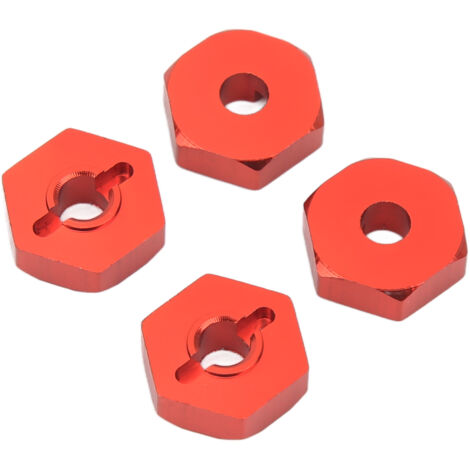 4 Adaptateurs de moyeu hexagonaux en alliage d'aluminium pour modèles RC Traxxas E Revo 1/16, pièces de roues et accessoires, couleur rouge (1/5)
