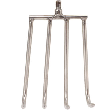Râteau de Jardin 4 Dents en Acier Inoxydable avec Tige Filetée pour Nettoyage Étang et Pêche (1/5)