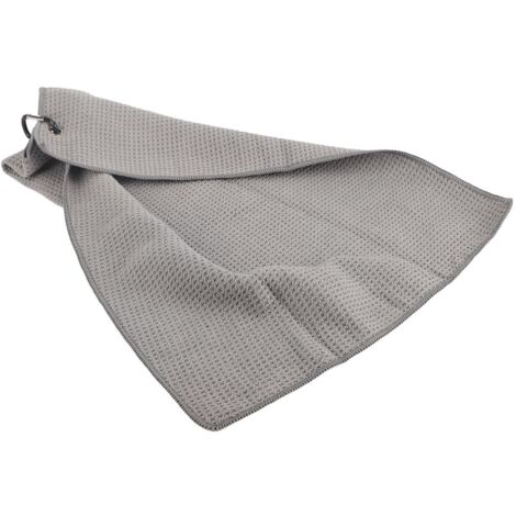 Serviette de sport en microfibre pour le golf et la gym, motif gaufré, séchage rapide avec mousqueton, couleur grise (1/5)