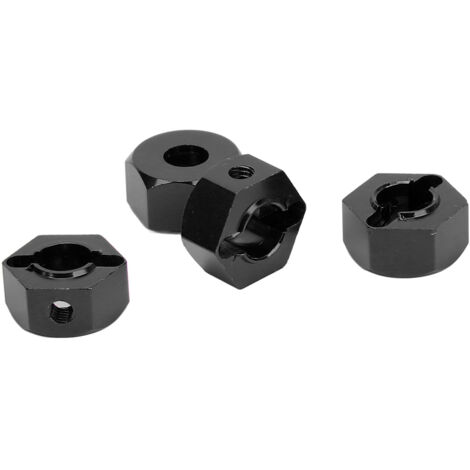 4 Adaptateurs de Moyeu Hexagonaux 12mm en Alliage d'Aluminium Haute Précision pour Transmission de Voiture RC 1/10, Noirs (1/5)