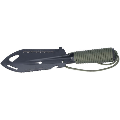 Pelle de Survie Compacte en Acier Inoxydable pour Randonnée, Camping et Jardin - Design Vert Militaire et Noir (1/5)