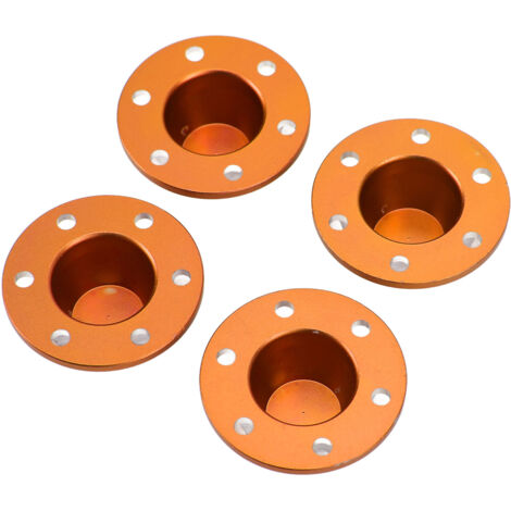 4 pièces Bouchons de Protection Orange Alliage d'Aluminium pour Moyeu de Roue AXIAL SCX6 JLU 1/6, Capuchons Antipoussière pour Voiture RC (1/5)