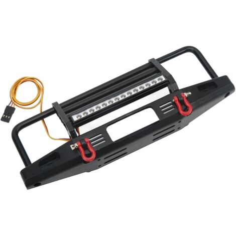 Pare-chocs avant LED en aluminium pour RC 1/10, compatible Axial SCX10 et Traxxas TRX4, design robuste et personnalisable. (1/5)
