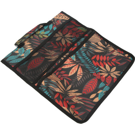 Tabouret Agenouilloir de Jardin avec Sac de Rangement à Poches et Porte-Outils Pliable, Design Feuilles Rouges (1/5)