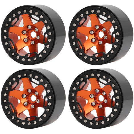 4 Pièces Moyeux de Roue en Alliage d'Aluminium 2,2 Pouces Universels pour RC Crawler 1/10 - Orange (1/5)