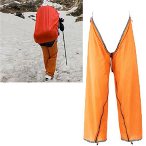 Pantalon imperméable respirant pour randonnée, léger avec fermetures latérales, idéal activités de plein air en orange. (1/5)