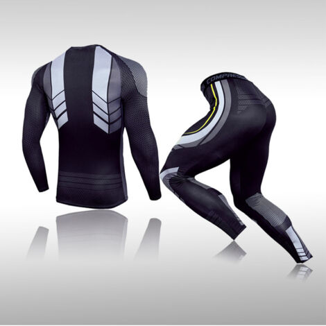 Combinaison Homme Sport 2 Pièces Respirante Anti Transpiration avec Protection Gel pour Entraînement Intense TK174 (1/5)