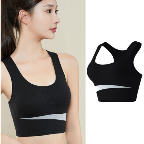 Soutien-gorge de sport femme en nylon aéré, maintien confortable pour running et fitness, armatures en U - Noir Taille M (1/5)