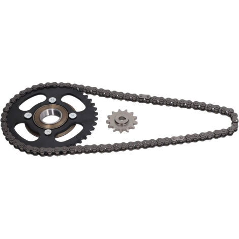 Kit chaîne et pignons moto 420 acier, 76 maillons, pignon avant 13 dents et pignon arrière 41 dents pour customisation et entretien motocyclette. (1/5)