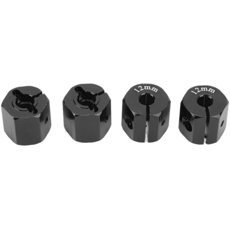 Adaptateur Hex 12mm Aluminium 4 Pièces pour SCX10, D90, Véhicule RC 1/10, Noir - Accessoires pour Roues RC (1/5)