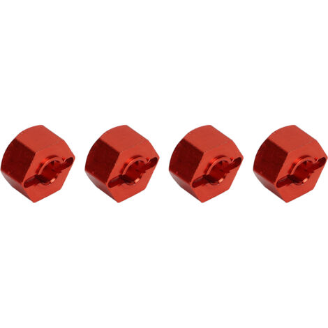 Adaptateur de roue en alliage d'aluminium 12mm pour véhicule RC, avec clé Allen, pièces de tuning rouge. (1/5)