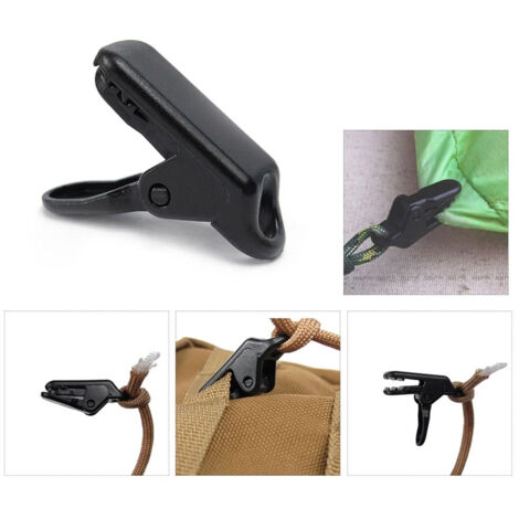 10 Pièces Pinces de Toile pour Bâche de Tente, Outil de Fixation pour Abri de Camping, Accessoire de Survie Extérieur (1/2)