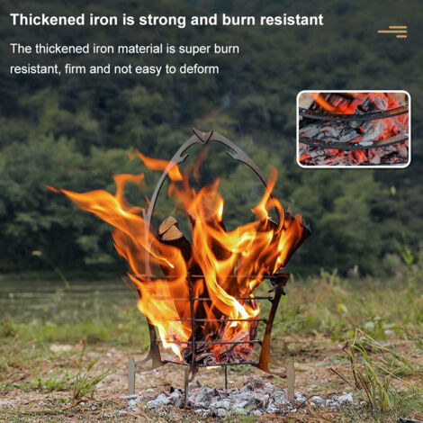 Grill de Barbecue Portable pour Camping, Pliable pour Feu de Bois et Randonnée en Plein Air (1/4)