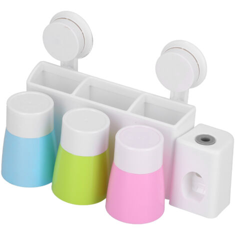 Porte-brosses à dents adhésif mural, support de rangement pour salle de bain avec ventouses (1/5)