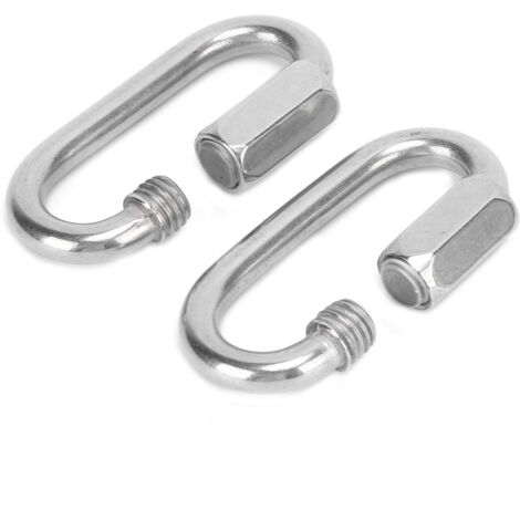 2 Pièces Mousquetons en D en Acier Inoxydable à Verrouillage Rapide avec Boulon Hexagonal pour Escalade et Via Ferrata (6mm) (1/5)
