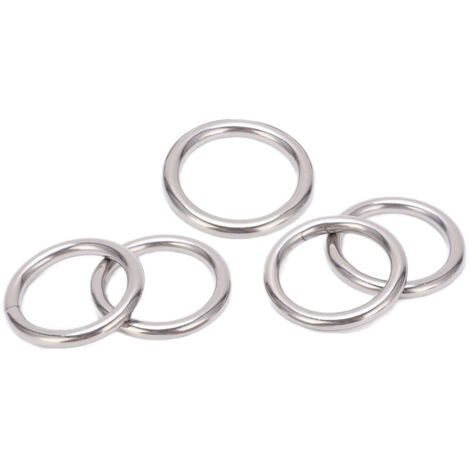 5 Anneaux en Acier Inoxydable 304, Anneaux de Suspension Polyvalents pour Yoga, Voile, Plongée et Hamac, 5x30mm (1/5)