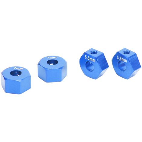 Jeu de bagues d'adaptation en alliage d'aluminium pour voiture RC, diamètre 12mm, épaisseurs 5.5mm et 7mm, moyeu hexagonale (1/5)