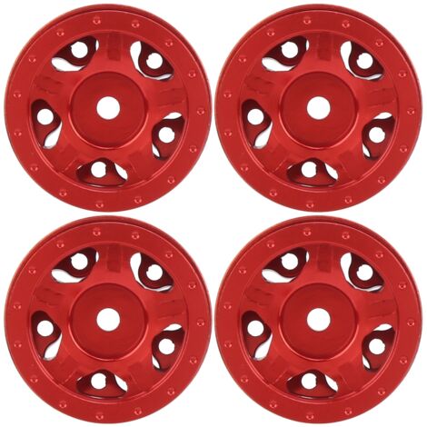 4 pièces Moyeux de Roue en Alliage d'Aluminium pour Véhicules RC 1/24 Axial SCX24, Compatible C10 JLU B-17, Rouge (1/5)
