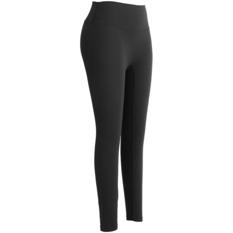Pantalon de Yoga Femme Taille Haute Gainant Fitness Nylon Noir (1/5)