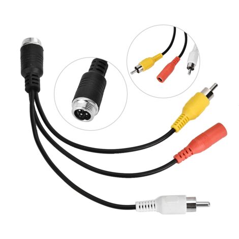Câble de prolongation pour caméra de recul auto, connecteur mâle vers entrée AV et DC femelle pour écran (1/5)