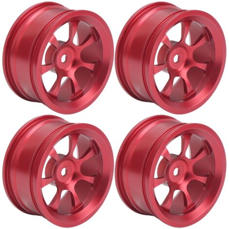 4 Roues de Rechange Compatibles WLtoys 1/18, Pièces Amélioration pour Voiture RC, Rouge (1/5)