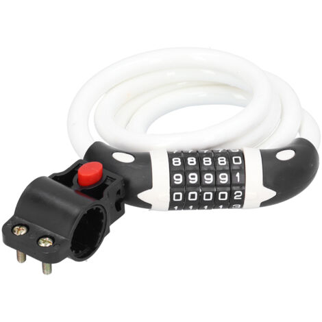 Cadenas vélo à combinaison 5 chiffres - Antivol annulaire sécurisé pour bicyclette (Couleur blanc) (1/5)