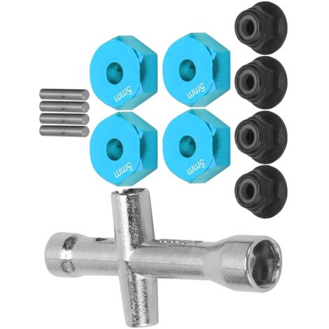 Clé à douille hexagonale M4 12mm pour modèles RC 1/10, avec écrou de blocage antidérapant, épaisseur 5mm (Couleur Bleue) (1/5)
