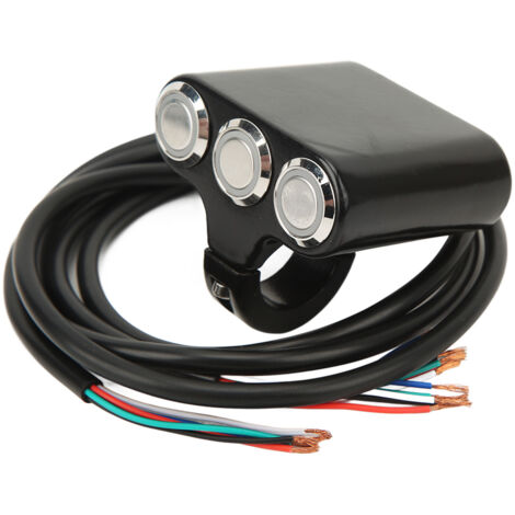 Interrupteur 3 boutons aluminium pour vélo électrique avec verrouillage auto, compatible guidon moto (1/5)