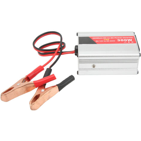 Ondulateur 300W 12V à 220V pour Voiture - Convertisseur de Puissance pour PC Portable, Smartphone, Éclairage avec Pinces de Batterie
