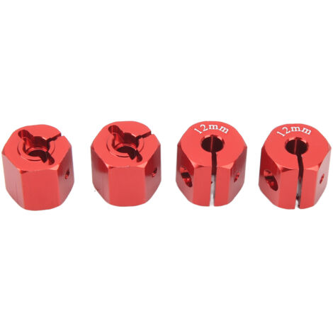 Adaptateur Hexagonal 12mm en Alliage d'Aluminium pour Véhicules RC 1/10 - SCX10, D90, Axial 90046 - 4 Pièces Rouge (1/5)
