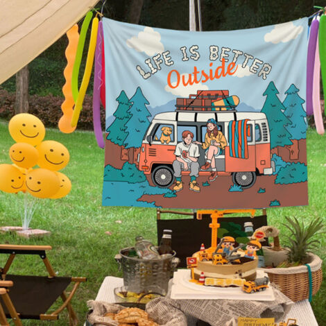 Tenture Bohème 130x150cm pour Extérieur, Décoration Murale en Tissu Résistant - Ambiance Camping Élégante (1/5)