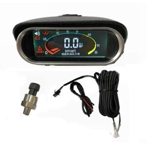 Manomètre de pression d'huile moteur LCD 12V-24V pour excavatrice, camion et voiture (1/5)