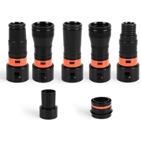 Kit d'adaptateurs pour tuyau d'aspiration de poussière (7 pièces) compatible avec la plupart des machines à bois électriques. (1/5)