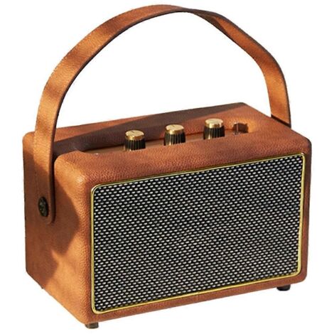 Enceintes Bluetooth portables sans fil professionnelles vintage, USB marron (1/5)
