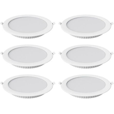 Lot de 6 spots encastrés ronds LED 12W pour plafond, lumière chaude (1/5)