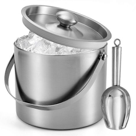 Seau à glace (3 litres) en acier inoxydable à double paroi isolée (1/5)