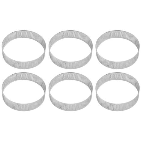 Lot de 10 cercles à tartelettes en acier inoxydable de 8 cm, perforés (1/5)