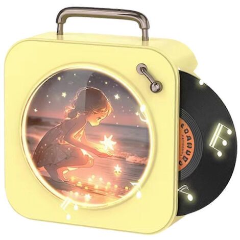 Lecteur CD stéréo vintage Bluetooth pour disques vinyles, petit format, jaune (1/5)