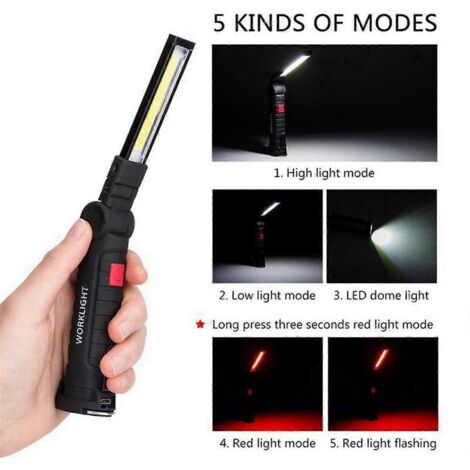 Lampe de travail LED pliable, portable et étanche, idéale pour le camping (grand format W52). (1/5)