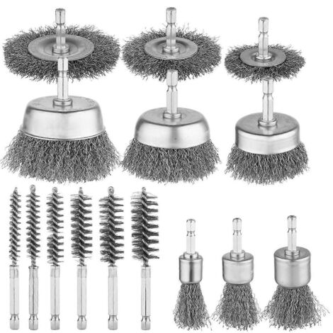 Lot de 15 brosses à roue en acier au carbone, brosses coupelles, brosses à roue (1/5)