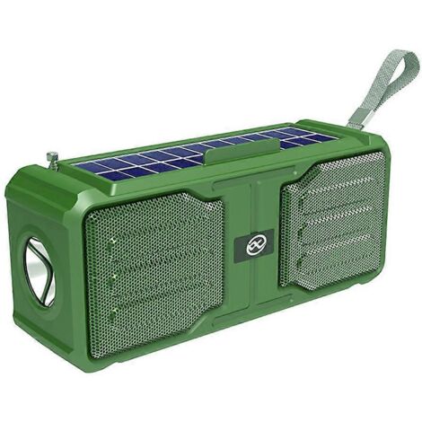 Enceinte stéréo Bluetooth solaire avec lampe torche verte (1/5)