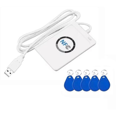 Duplicateur de lecteur de cartes à puce RFID ACR122U + copieur de cartes porte-clés 5XCUID (1/5)